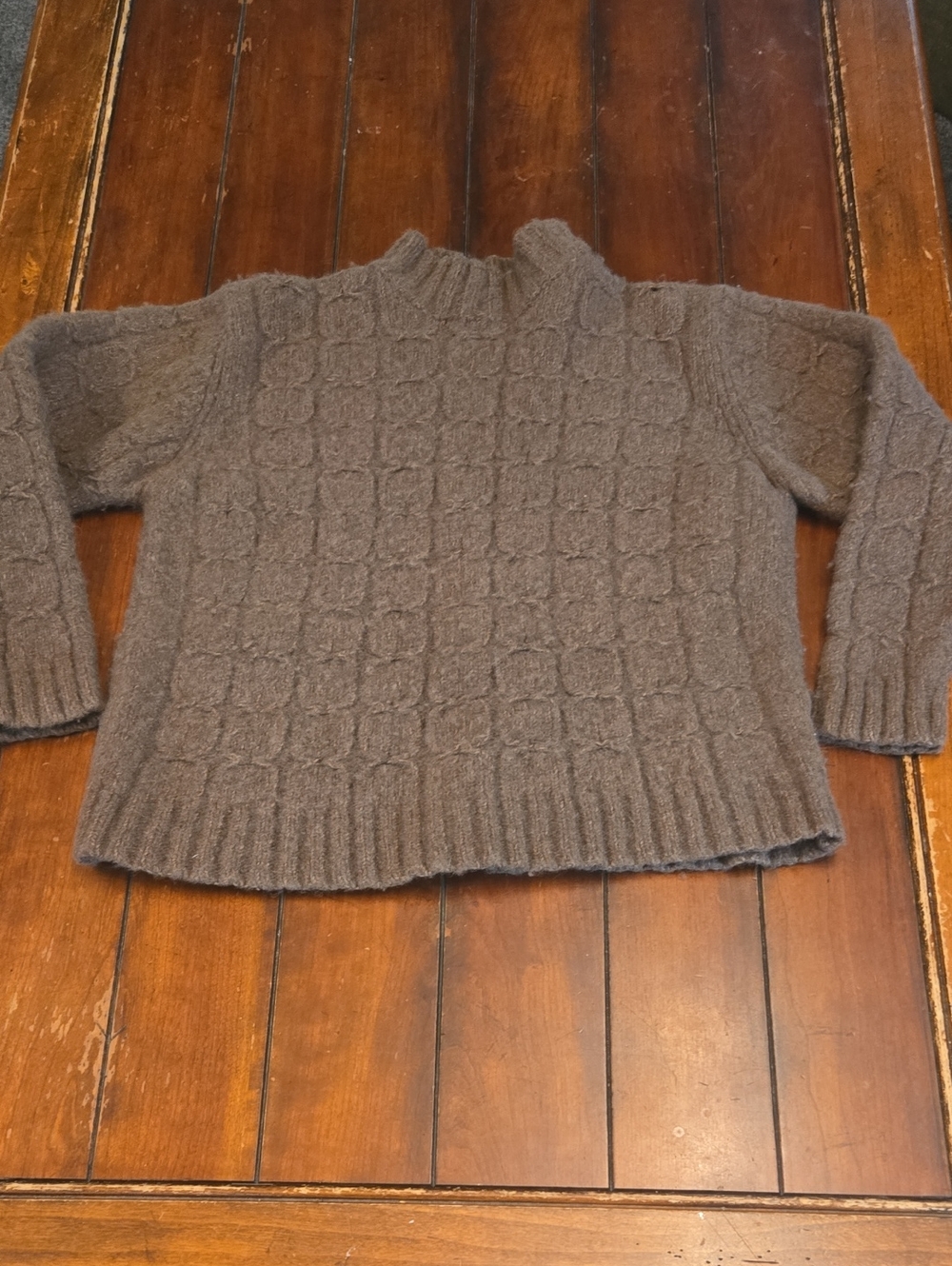 Timberland Women's Taupe Cable-Knit Turtleneck Sweater